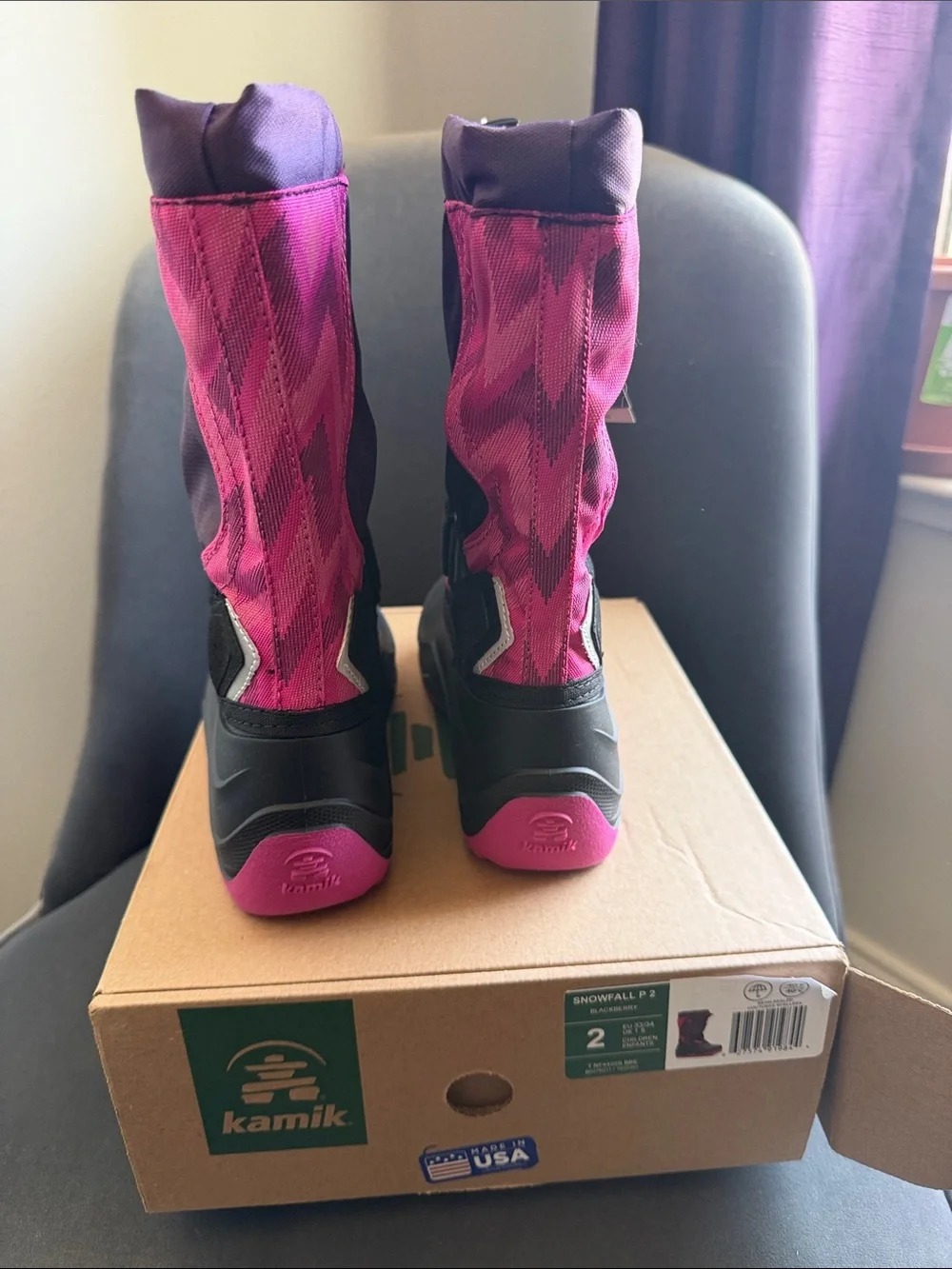 Kamik Kids Snowfall P2 Purple and Pink Winter Boots